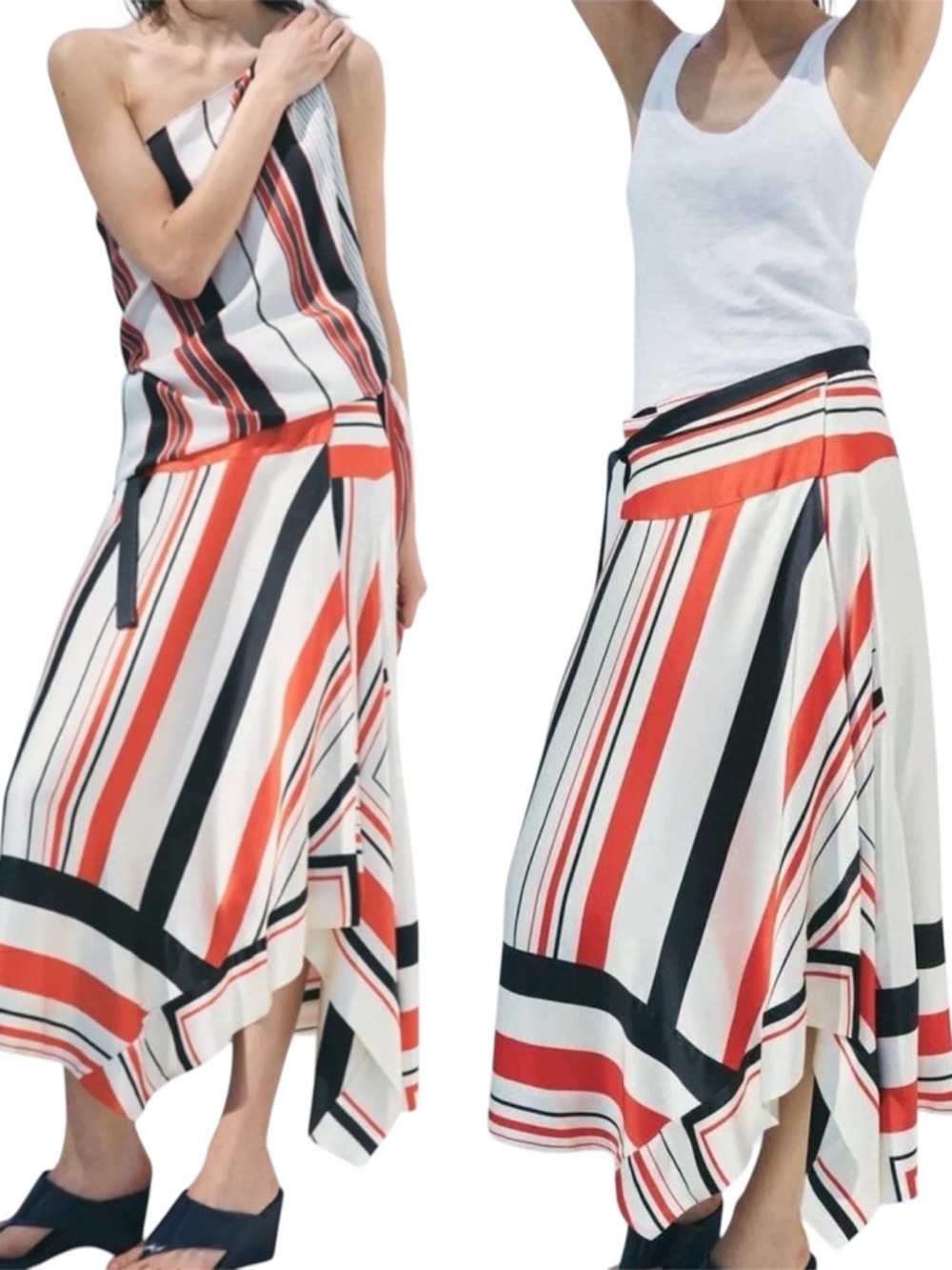 Zara Asymmetric Striped Skirt ZW Collection Size Small